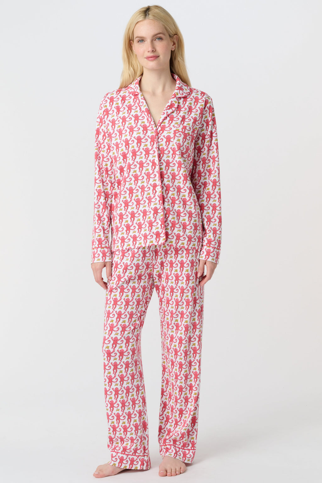 Monkey Long Sleeve Polo Pajamas