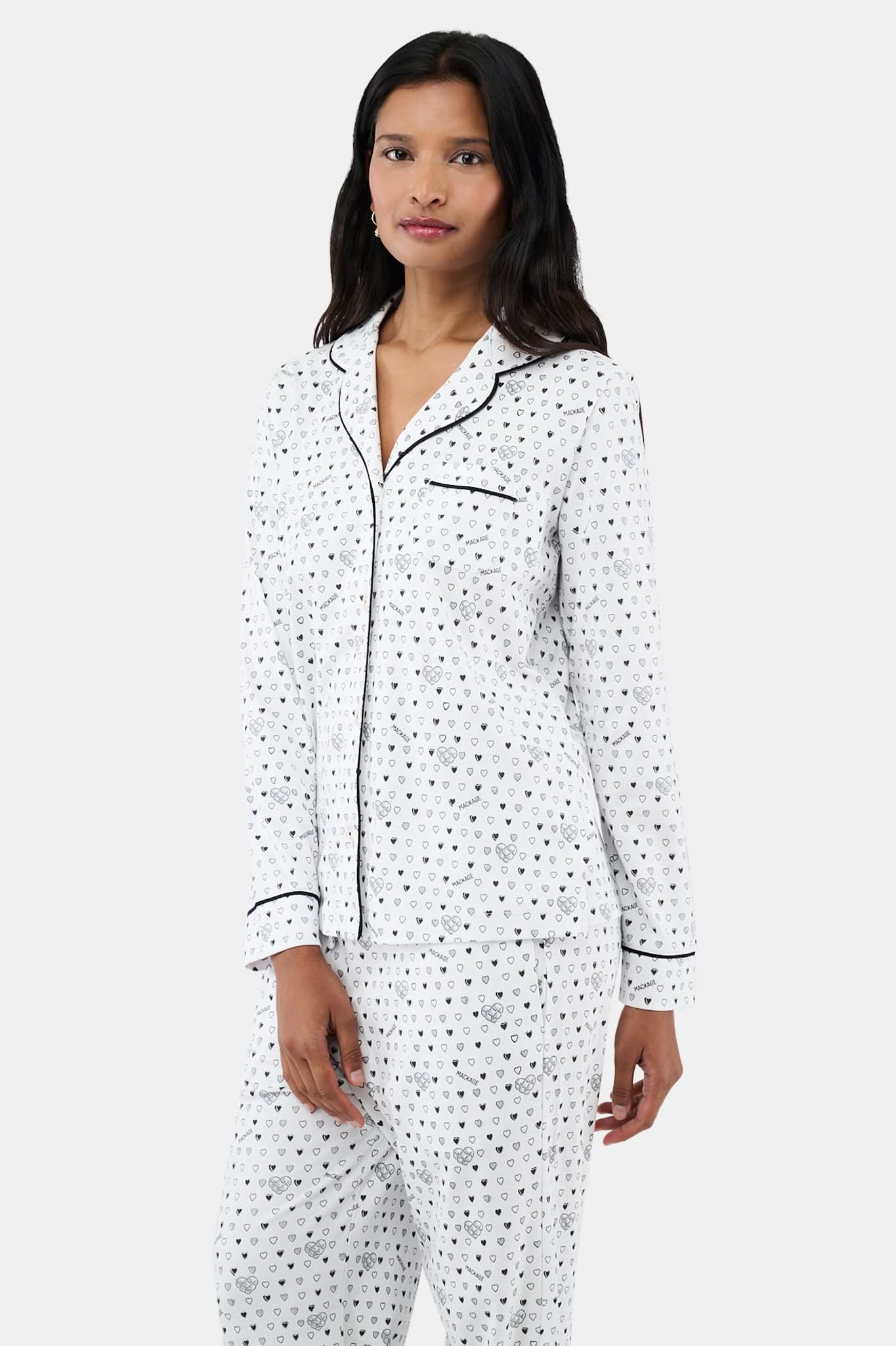 Quilted Hearts Long Sleeve Polo Pajamas