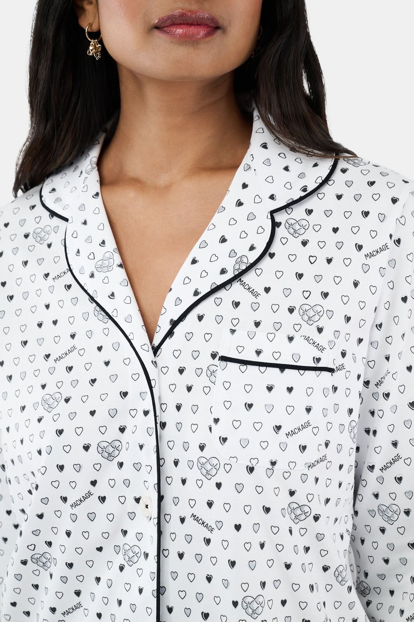 Quilted Hearts Long Sleeve Polo Pajamas