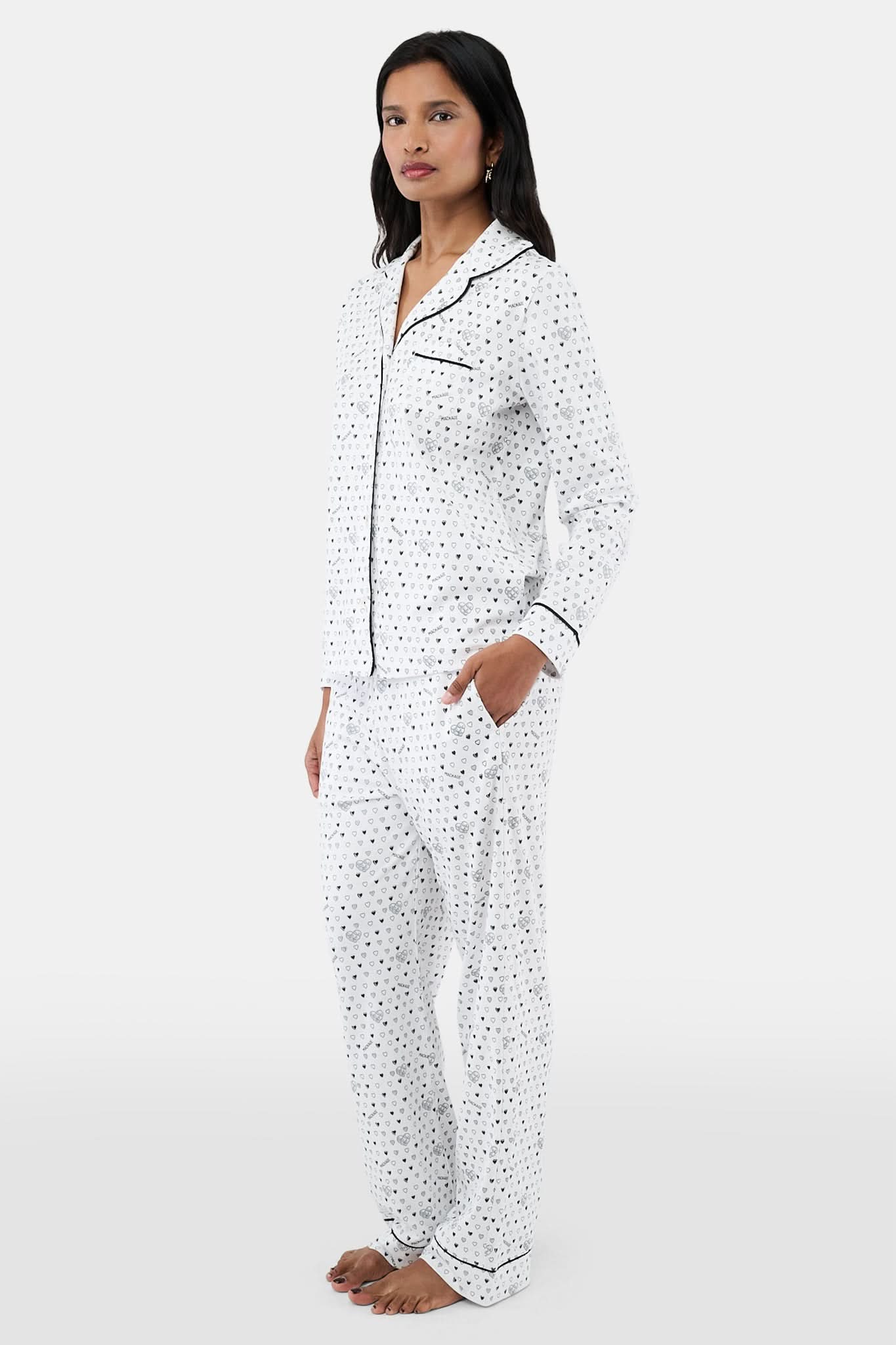 Quilted Hearts Long Sleeve Polo Pajamas