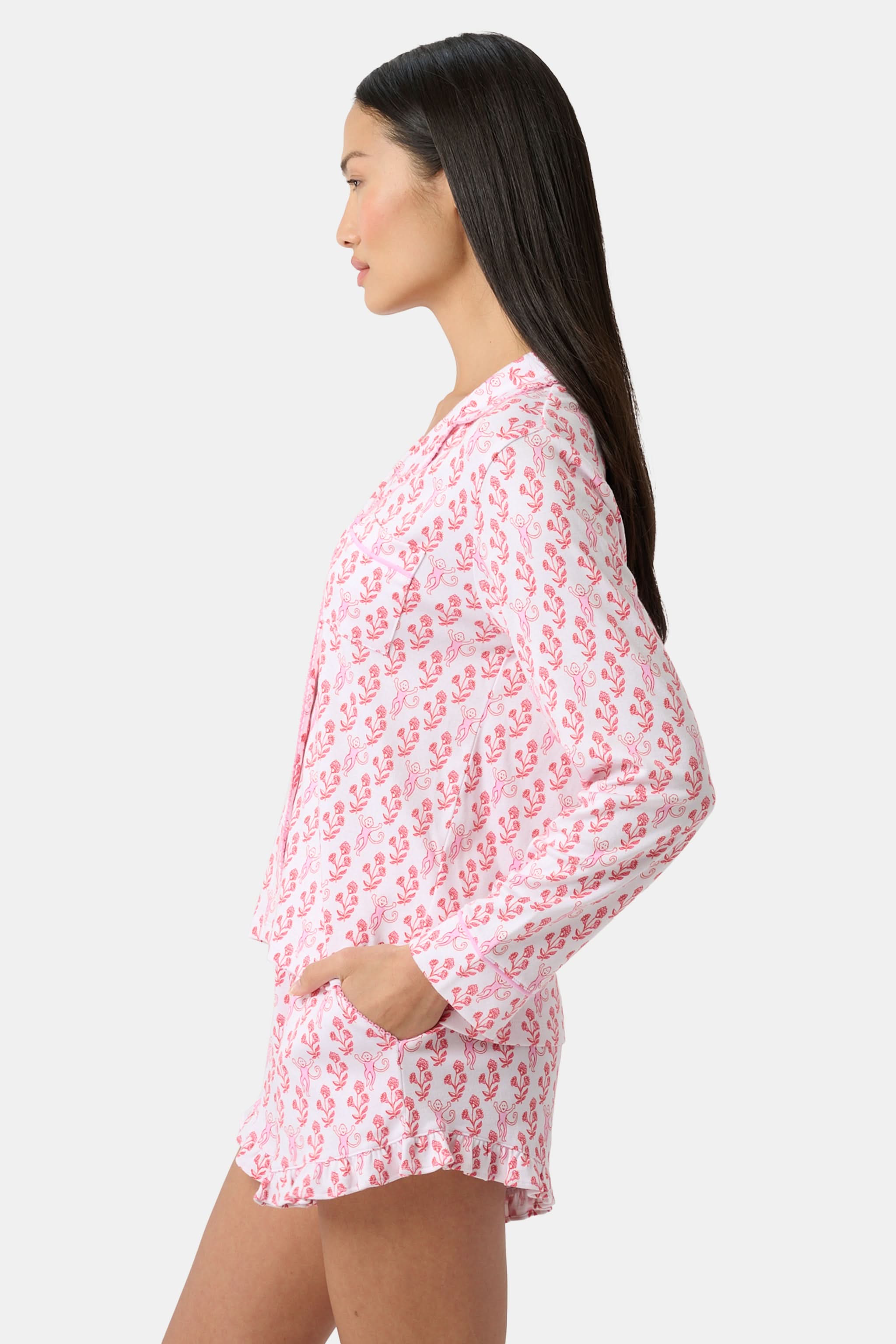 Rosa Ditsy Monkey Hayden Pajamas