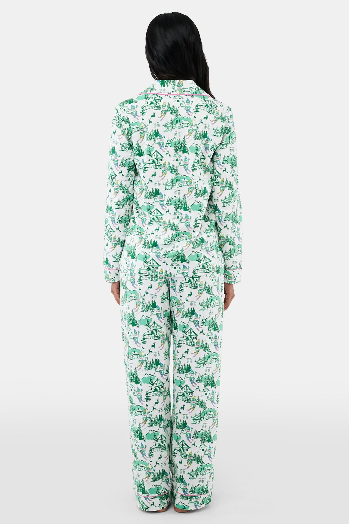 Ski Toile Long Sleeve Polo Pajamas