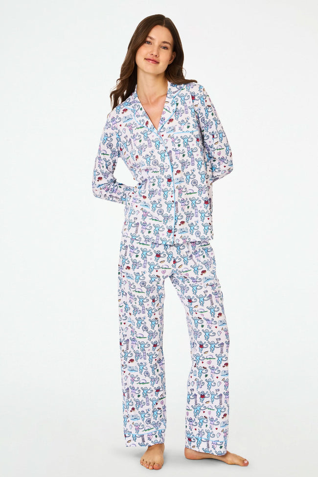 Chicago Monkey Long Sleeve Polo Pajamas Hover Image