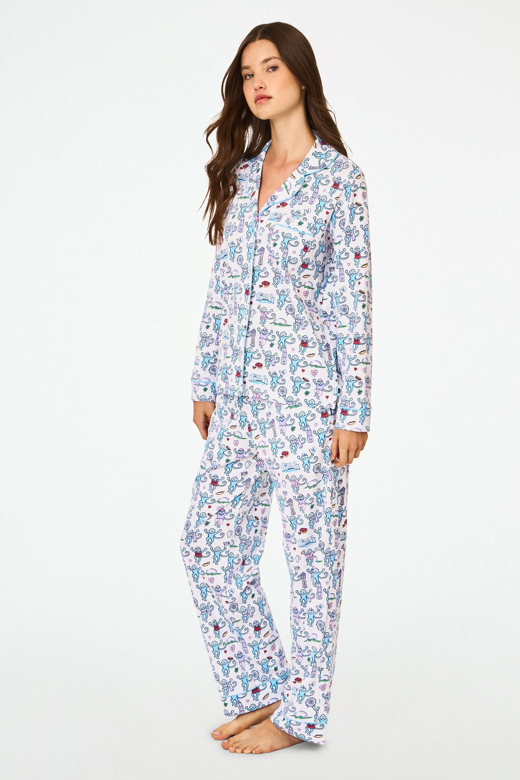 Chicago Monkey Long Sleeve Polo Pajamas