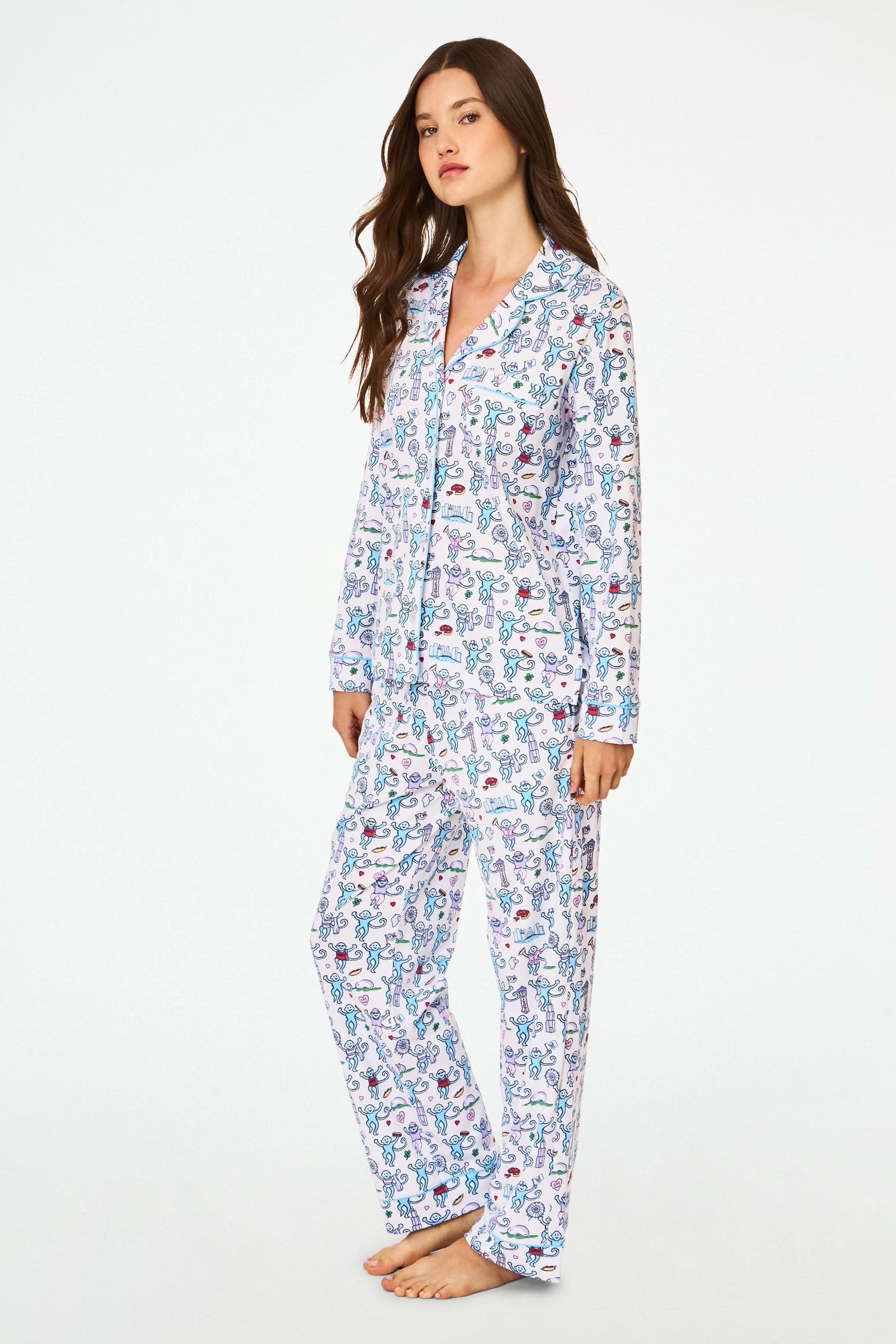 Chicago Monkey Long Sleeve Polo Pajamas