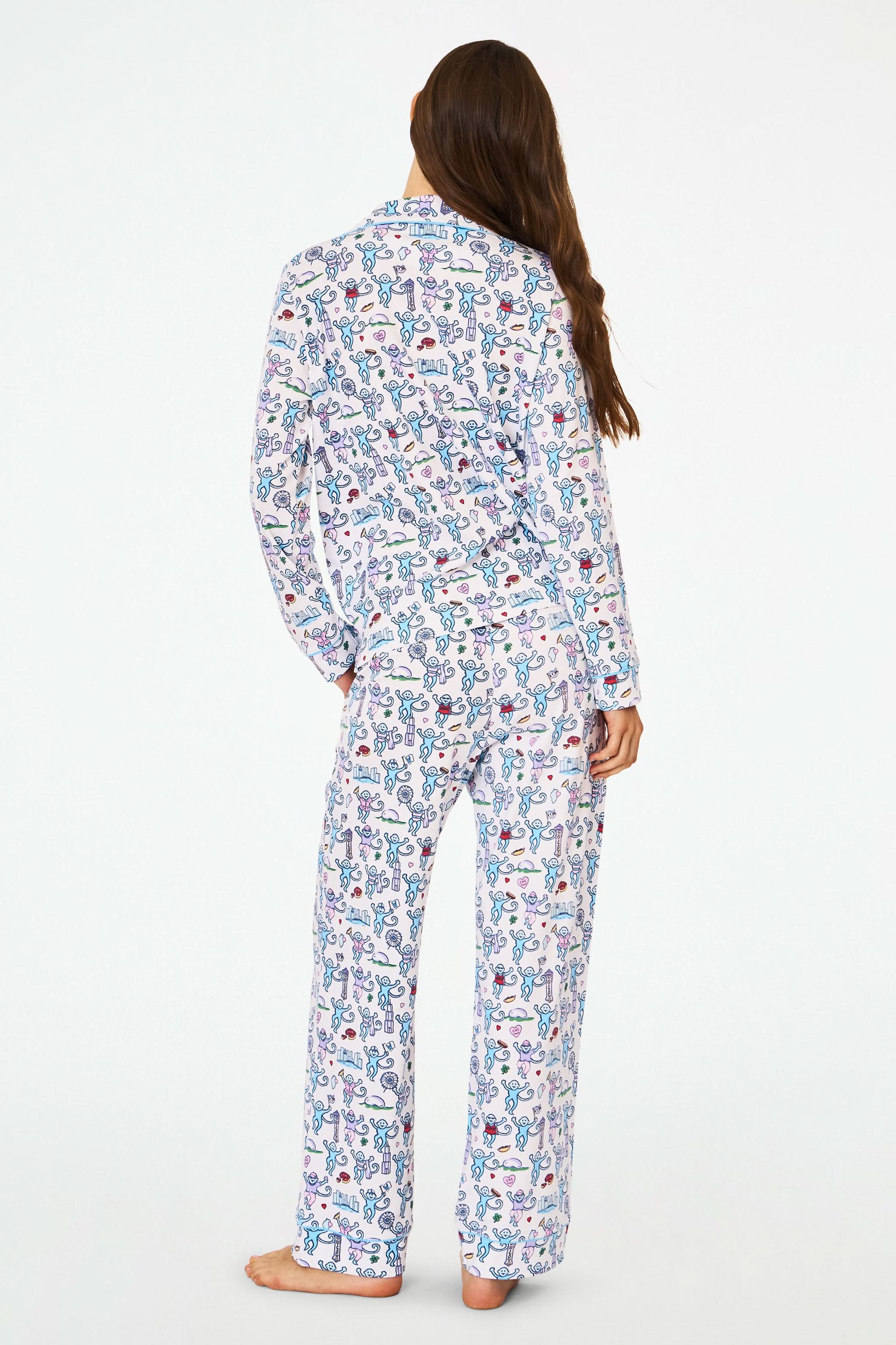 Chicago Monkey Long Sleeve Polo Pajamas
