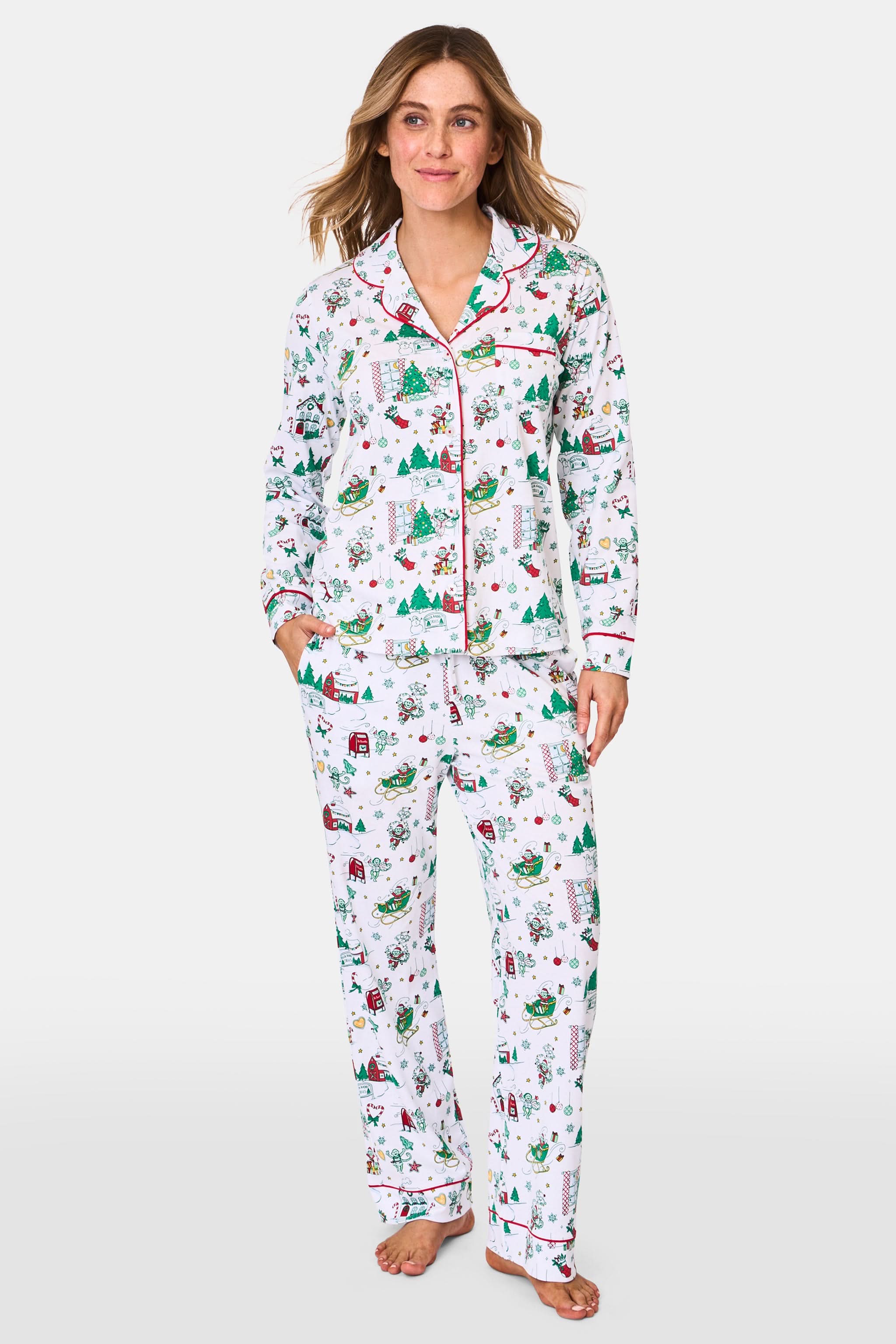 Snow Village Long Sleeve Polo Pajamas