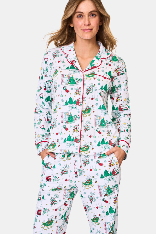 Snow Village Long Sleeve Polo Pajamas Main Image