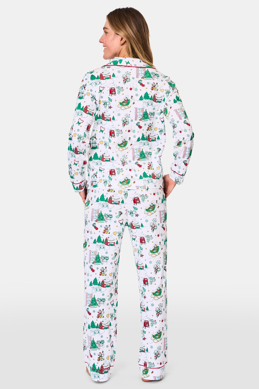 Snow Village Long Sleeve Polo Pajamas
