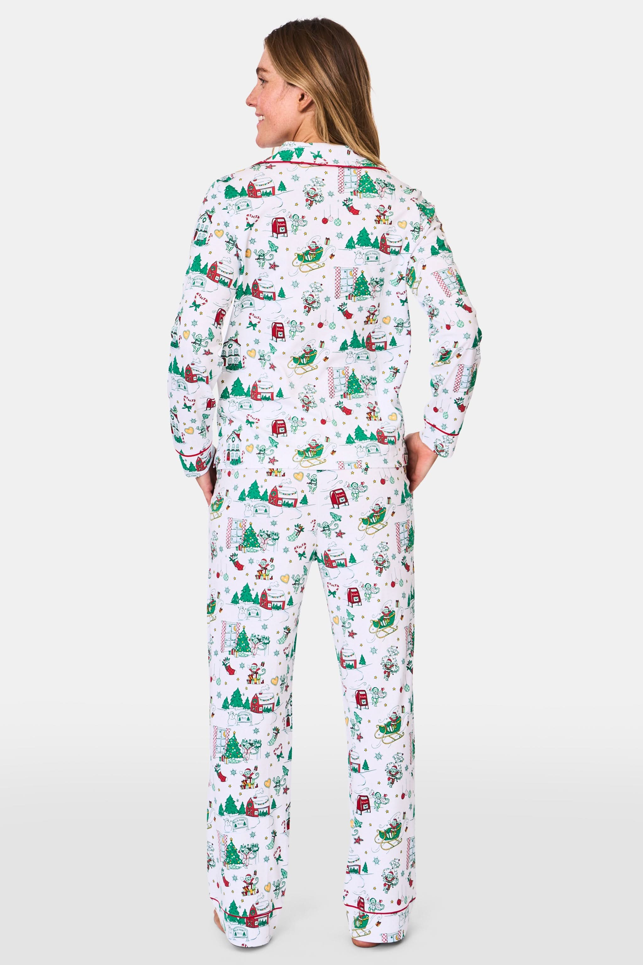 Snow Village Long Sleeve Polo Pajamas