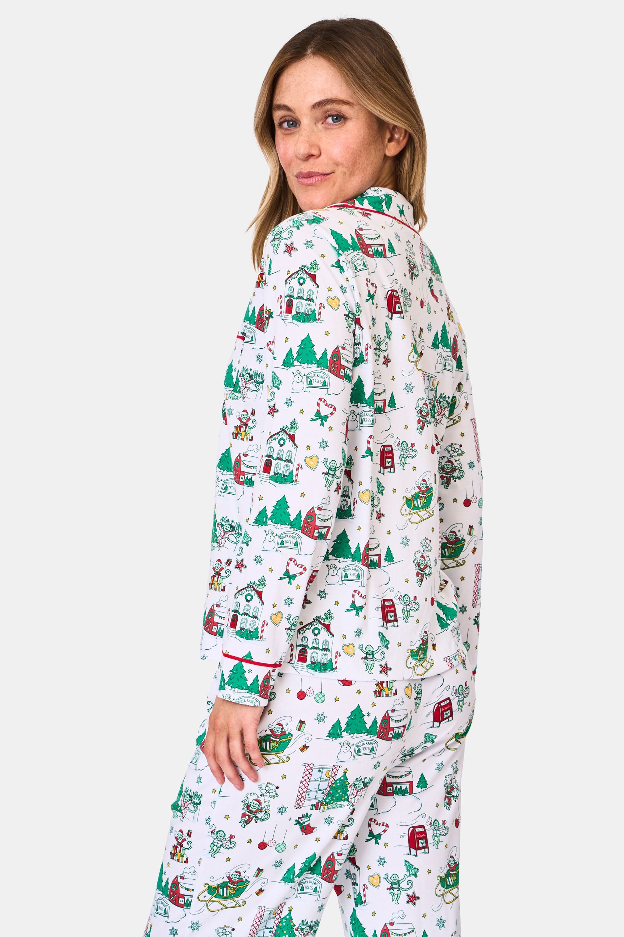Snow Village Long Sleeve Polo Pajamas