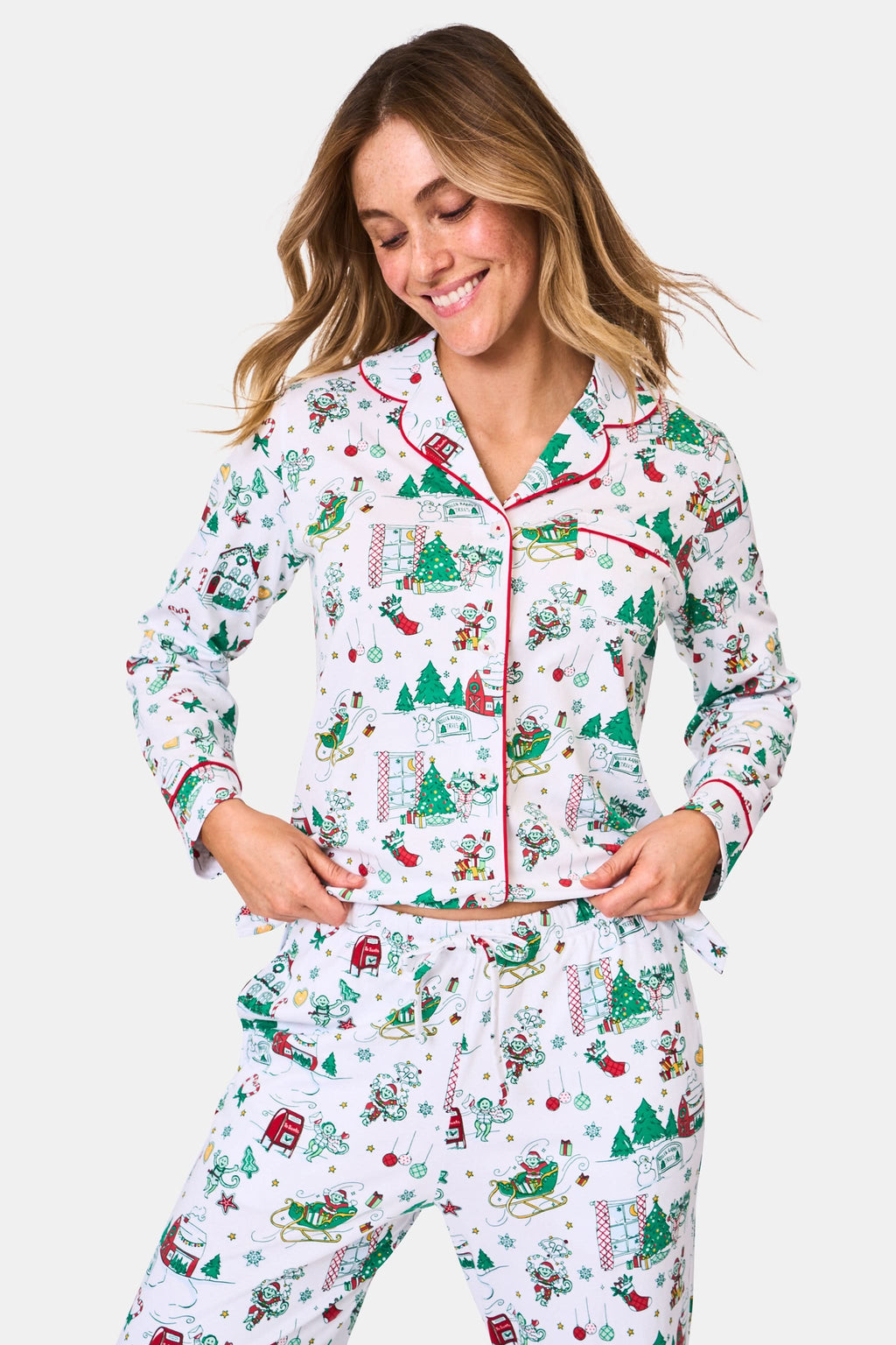 Snow Village Long Sleeve Polo Pajamas