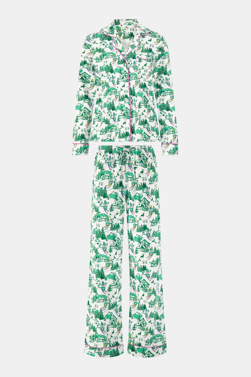 Ski Toile Long Sleeve Polo Pajamas