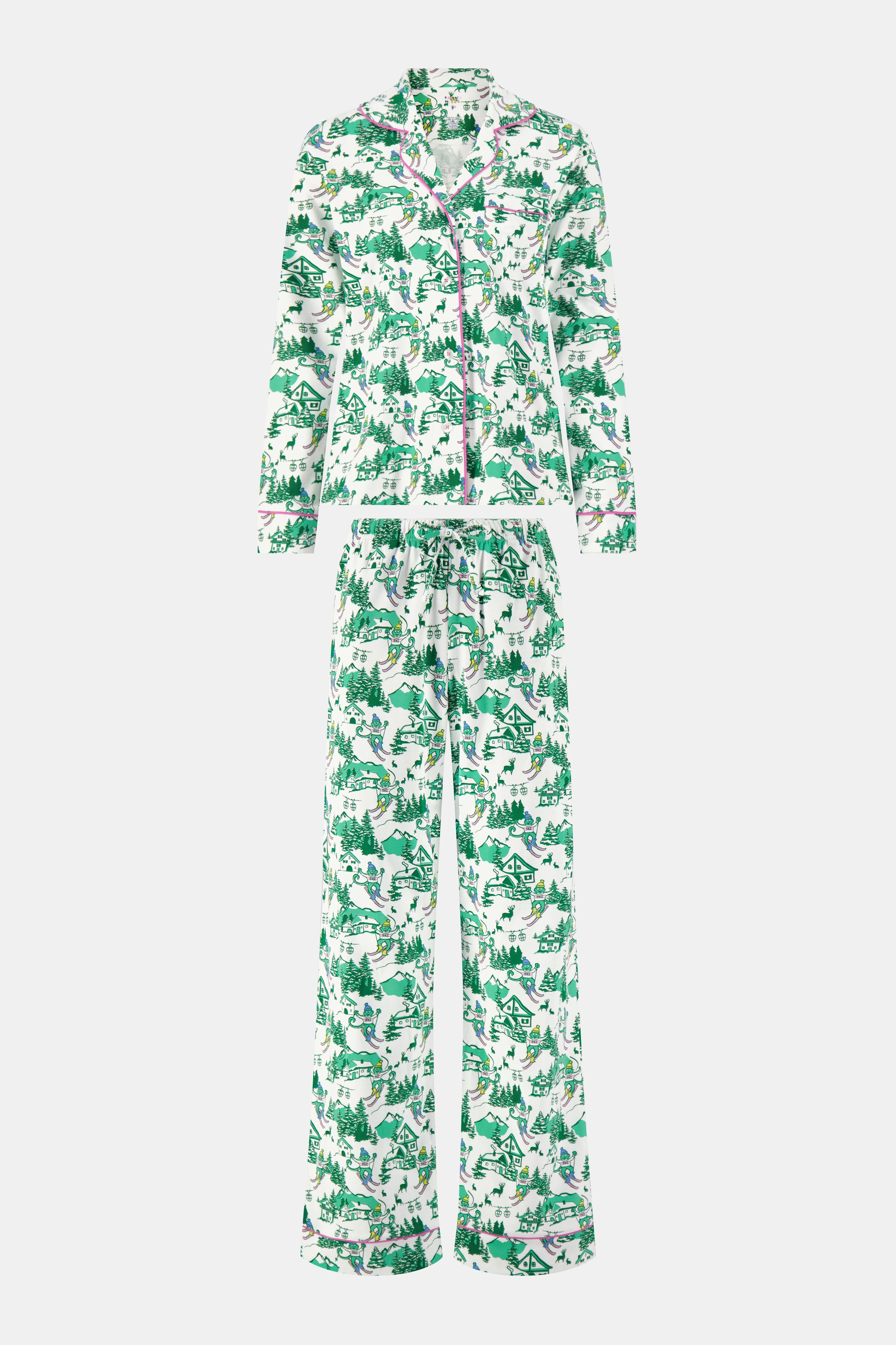 Ski Toile Long Sleeve Polo Pajamas
