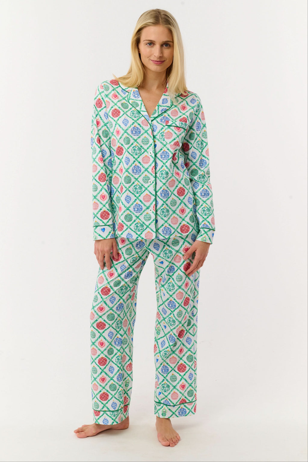 Ornament Trellis Long Sleeve Polo Pajamas