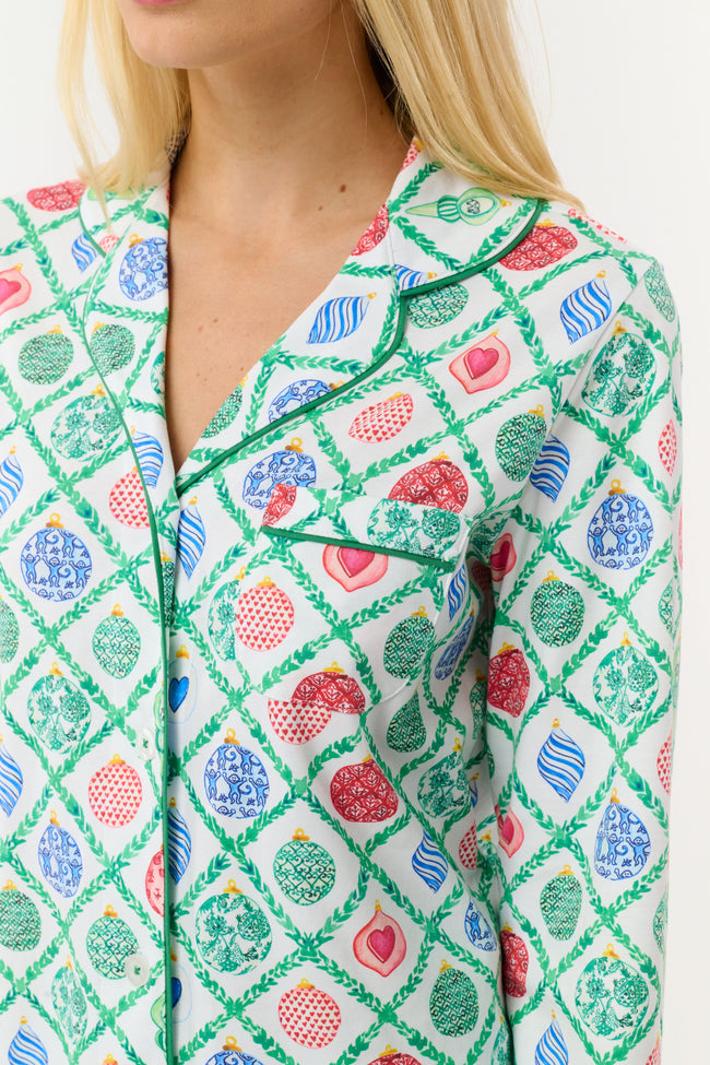 Ornament Trellis Long Sleeve Polo Pajamas Main Image