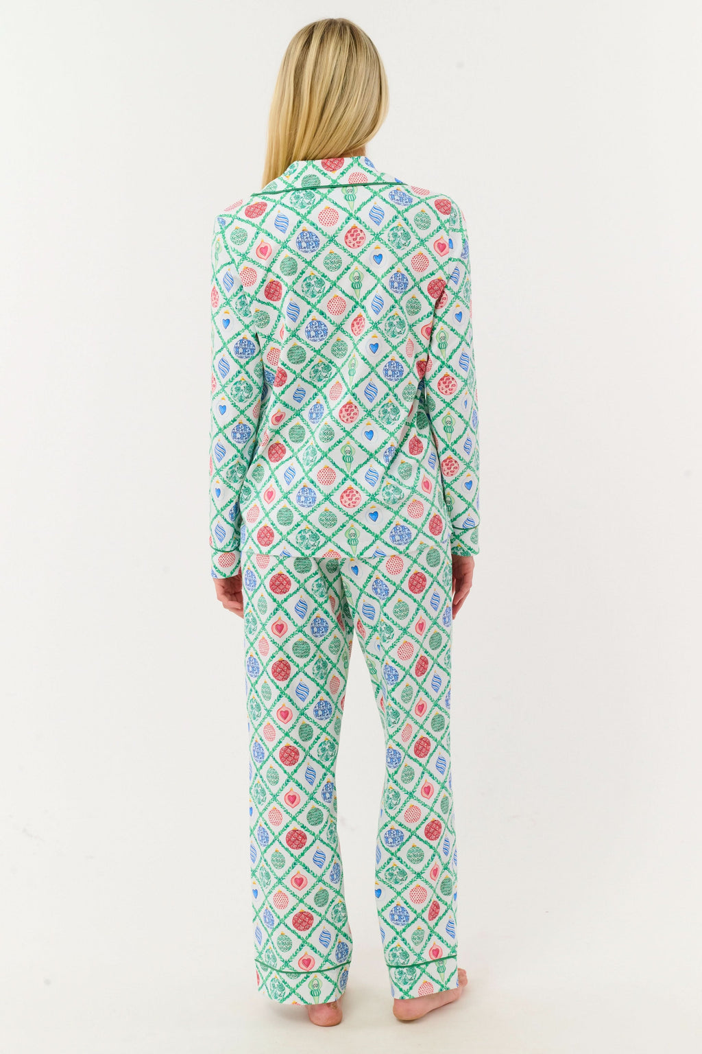 Ornament Trellis Long Sleeve Polo Pajamas